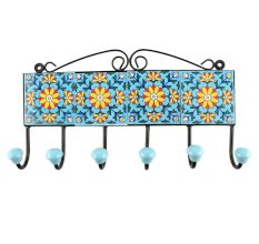 Turquoise Sunflower Ceramic Tiles Hook Online