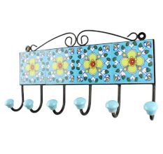 Turquoise Floral Ceramic Tiles Hook Online 