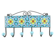 Turquoise Floral Ceramic Tiles Hook Online 