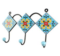 Yellow Ceramic Floral Tiles Hook 