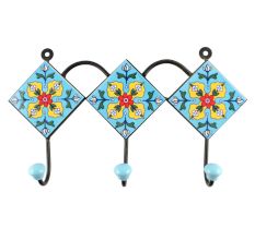 Yellow Ceramic Floral Tiles Hook 
