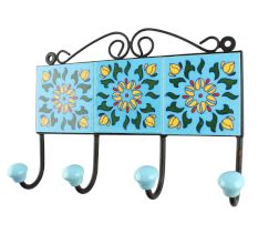 Green Leaf Ceramic Floral Tiles Hook 