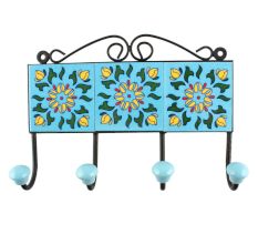 Green Leaf Ceramic Floral Tiles Hook 