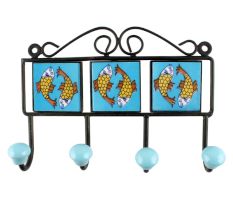 Turquoise Fish Ceramic Tiles Hook