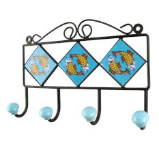 Turquoise Fish Ceramic Floral Hook