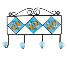 Turquoise Fish Ceramic Floral Hook