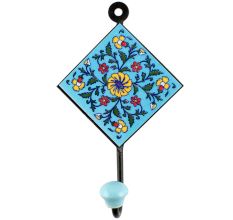 Turquoise Wheel Flower Ceramic Tiles Hooks