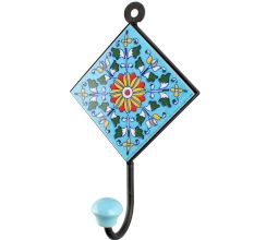 Turquoise Sunflower Ceramic Tiles Hook 