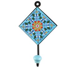 Turquoise Sunflower Ceramic Tiles Hook 