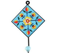 Turquoise Tiny Flower Ceramic Tiles Hook