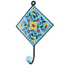 Turquoise Wheel Flower Ceramic Tiles Hook