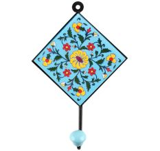 Turquoise Wheel Flower Ceramic Tiles Hook