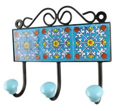 Turquoise Floral Ceramic Tiles Hook Online 