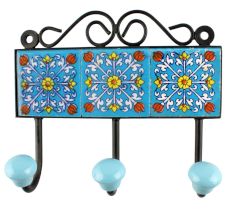 Turquoise Floral Ceramic Tiles Hook Online 