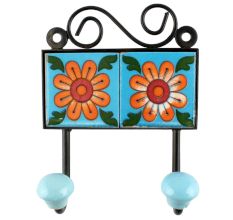 Mustard Sunflower Ceramic Tile Hook