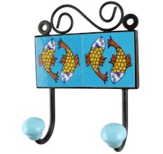 Turquoise Fish Ceramic Tiles Hook