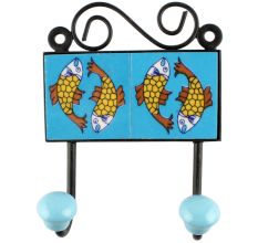 Turquoise Fish Ceramic Tiles Hook