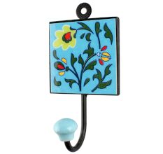 Green Leaf Ceramic Floral Tiles Hook