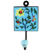 Green Leaf Ceramic Floral Tiles Hook