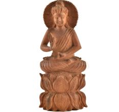 Lord BuddhaÂ WoodenÂ Lotus Blessing Pose Statue