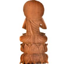 Lord BuddhaÂ WoodenÂ Lotus Blessing Pose Statue