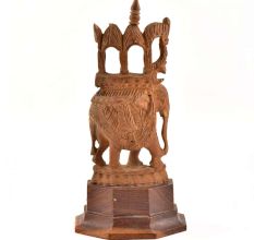 Handcarved Wooden Art Sculpture Maharaja ElephantÂ 