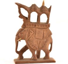 Handcarved Wooden Art Sculpture Maharaja ElephantÂ 