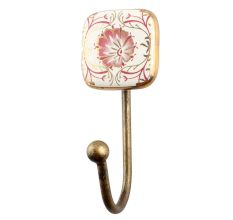 Pink Flower Square Ceramic Wall Hook Online