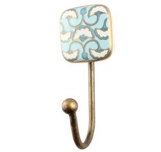 Turquoise Sea Shell Square Ceramic Wall Hook