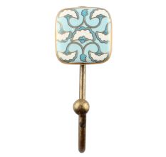 Turquoise Sea Shell Square Ceramic Wall Hook