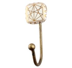 White And Golden Square Ceramic Iron Wall Hook