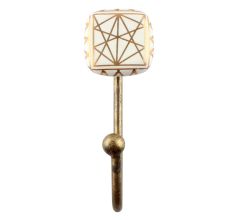 White And Golden Square Ceramic Iron Wall Hook