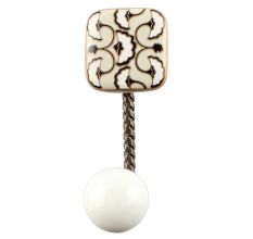 Black Sea Shell Square Ceramic Wall Hook in Antique Fitting