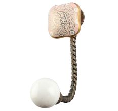 Pink Square Ceramic Wall Hooks in Antique Fitting