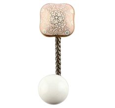 Pink Square Ceramic Wall Hooks in Antique Fitting
