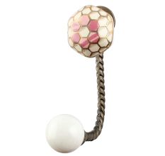 Golden Football Pattern Hexagon Ceramic Wall Hook in Antique Fitting 