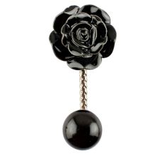 Black Rose Ceramic Iron Wall Hook in Silver Fitting 