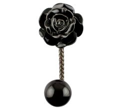 Black Rose Ceramic Iron Wall Hook in Antique Fitting 