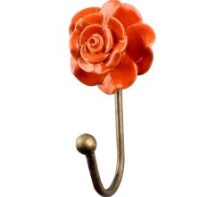 Orange Rose Flower Ceramic Wall Hook