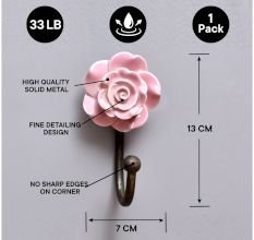 Pink Flower Ceramic Wall Hook