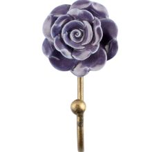 Purple Flower Ceramic Wall Hook