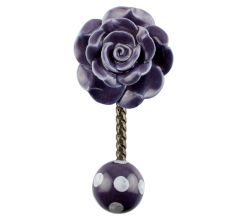 Purple Flower Ceramic Wall Hook in Antique Fitting