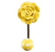 Yellow Flower Ceramic Wall Hook in Antique Fitting