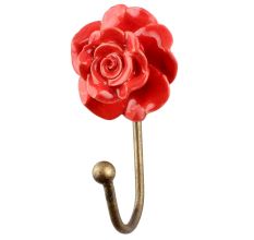 Red Flower Ceramic Wall Hook 