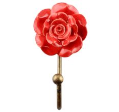 Red Flower Ceramic Wall Hook 