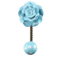 Turquoise Flower Ceramic Hook in Antique Fitting
