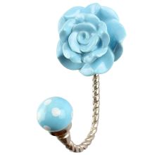 Turquoise Flower Ceramic Hook in Silver Fitting