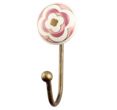 Pink Ceramic Floral Wall Hook