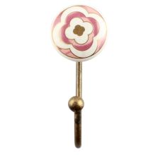 Pink Ceramic Floral Wall Hook