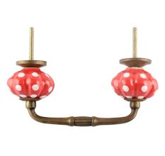 Red White Floral Dot Ceramic Bridge Handles